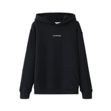 Black Cotton Hoodie with The Ruling print in white on the top centred 